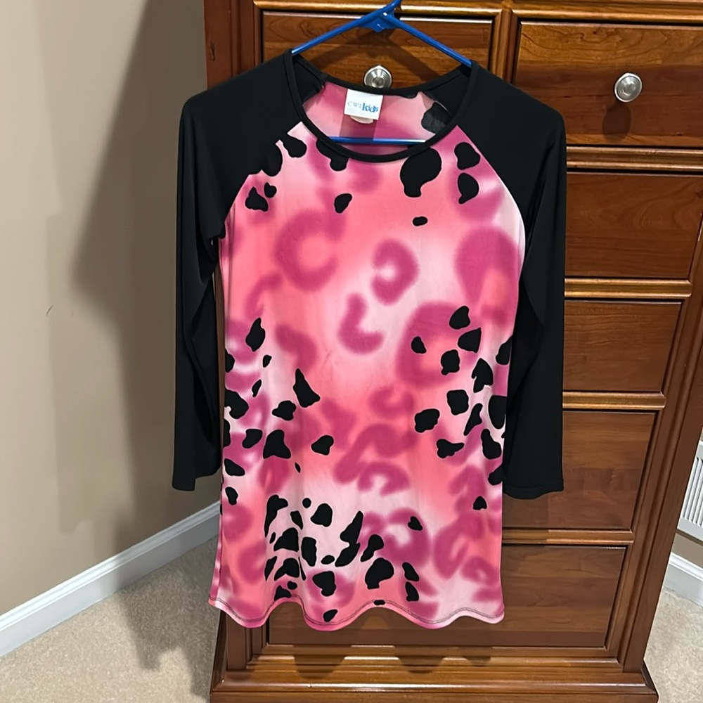 CWDKids girls Valentine’s Day dress, pink and black, size 14, adorable